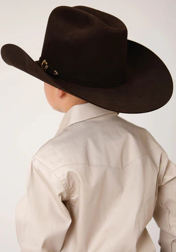 Long Sleeve Solid Poplin Western Shirt