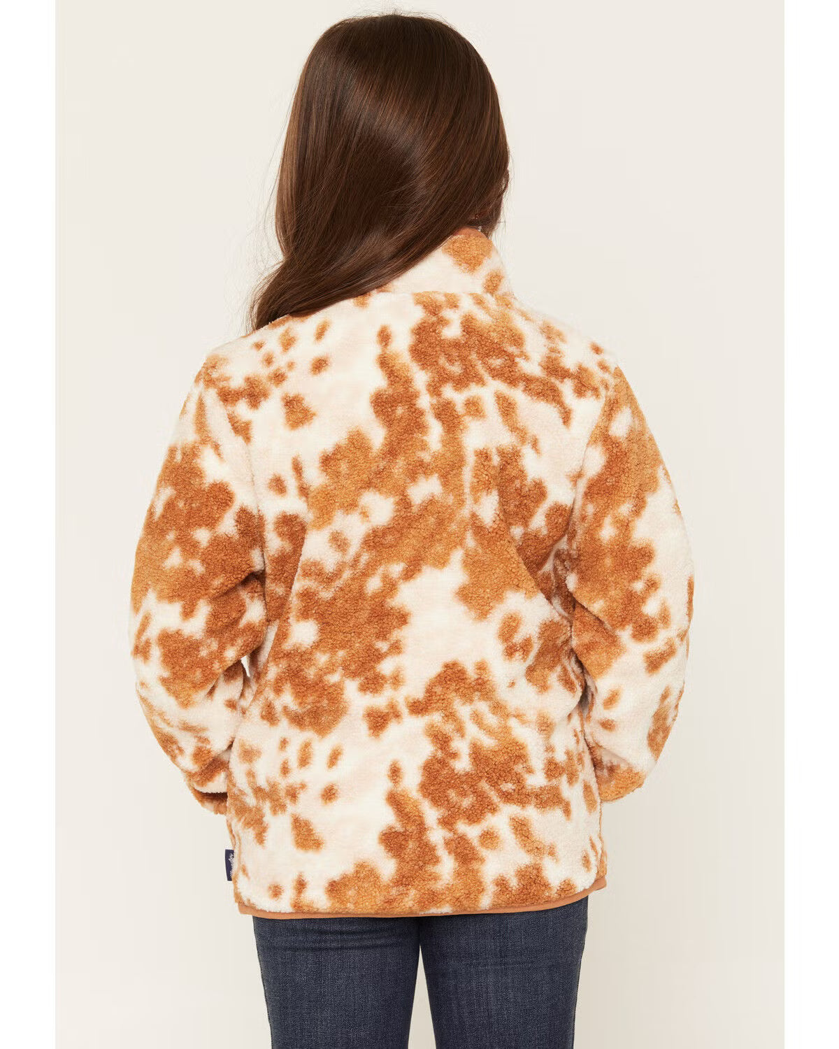 Wrangler Girl's  Hay Away Cow Print Zip-up Sherpa Jacket