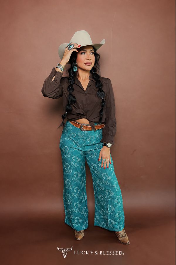 Brown Ruffle Collar Button Down